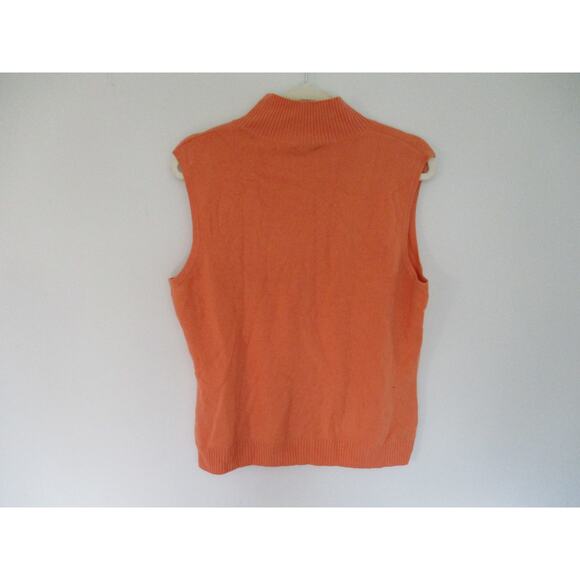 Vintage Y2K Prive Cashmere Orange Sleeveless Turtleneck Sweater Size XL - Picture 4 of 10